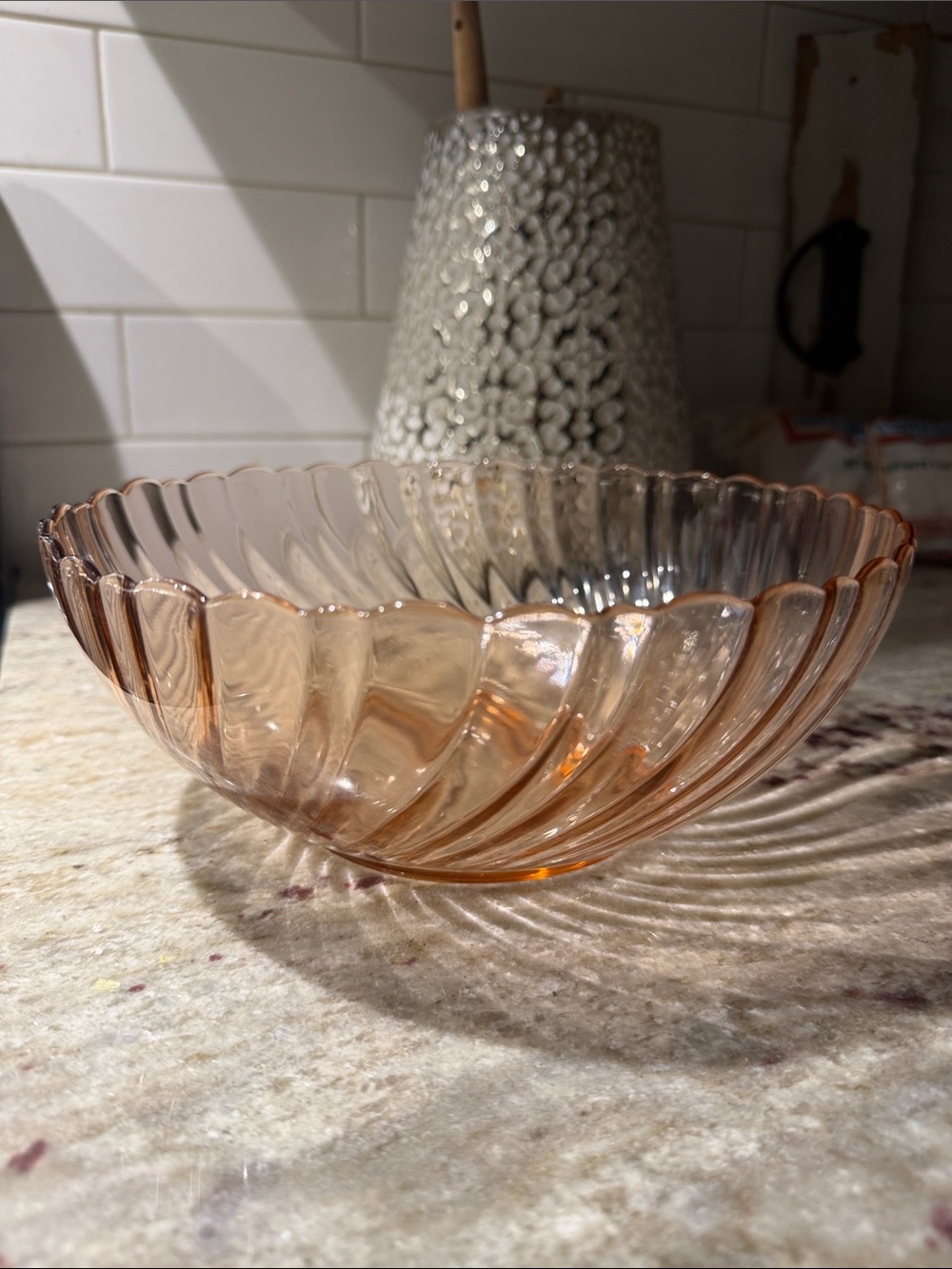 Anchor Hocking Pink Swirl Glass Bowl